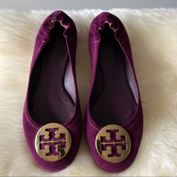 Tory Burch Shoes - Tory Burch Plum Reva Suede Flats Size 9M